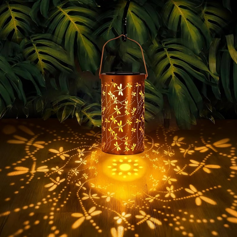 BSGlobal Dragonfly Solar Lanterns Outdoor Waterproof Hanging Lights, Dragonfly Gifts for Women Mom Grandma, Metal Decorative LED Solar Lanterns for Yard Patio Porch Balcony Garden Decor - Image 2